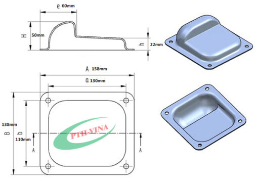 kích thước con chặn cổng mở cánh